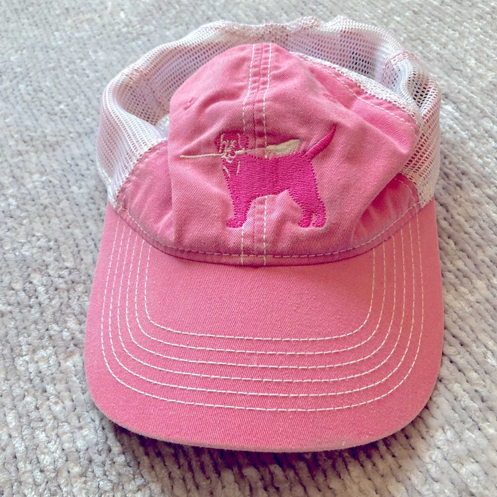 Ahead Lacrosse Dog Trucker Hat Pink White Adjustable Girls OS